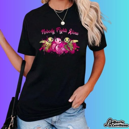 Sea Turtles Nobody Fights Alone Breast Cancer Awareness Shirt