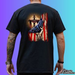 The Cross Behind American Flag Shirt