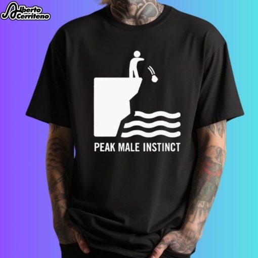 Peak Male Instinct Funny Cliff Rock Throwing Shirt