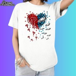 Love Philadelphia Phillies Philadelphia Eagles Tiny Hearts Shape Shirt
